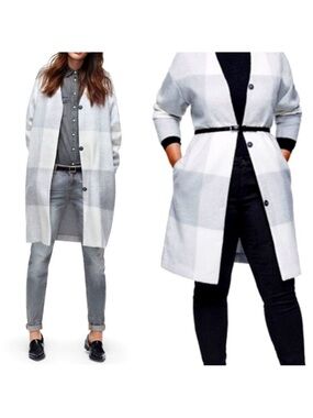NWOT ADAM LIPPES for Target Plaid Wool Blend Cocoon Coat L